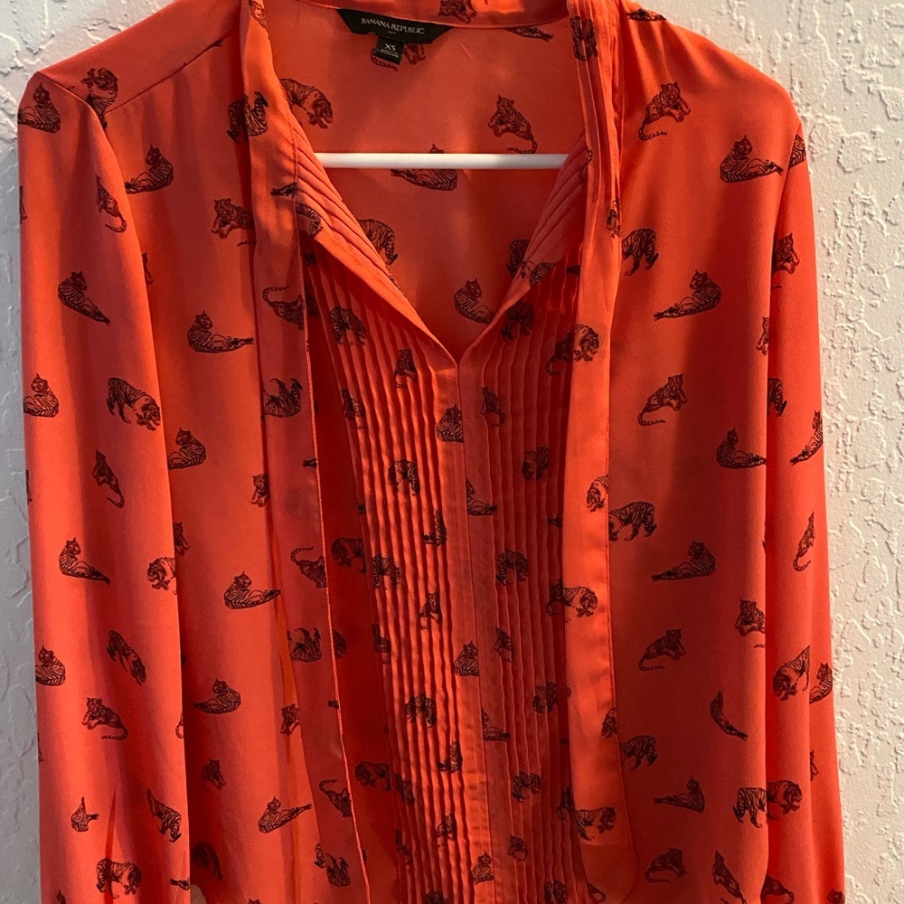 Banana Republic Orange Tiger Print Blouse